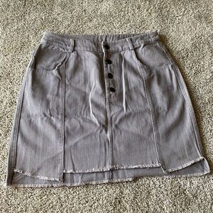 Entro Grey Raw Hem Jean Skirt